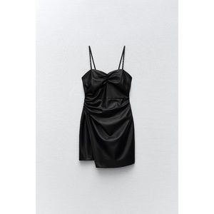 Zara Faux Leather Short Dress - Black - XS